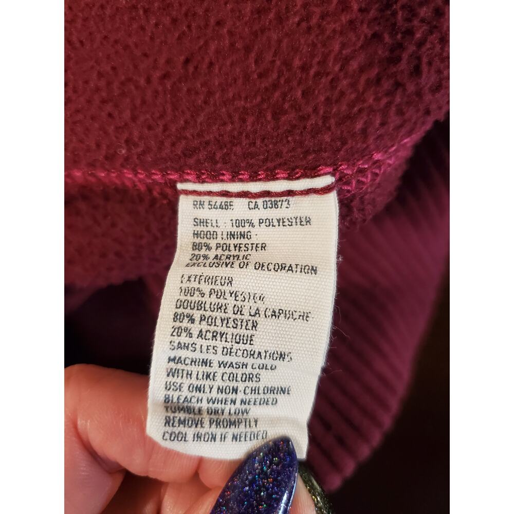 Vtg Y2K American Eagle Zip Fleece Hoodie Size M Maroon Red Preppy Cozy Pockets - Picture 10 of 12
